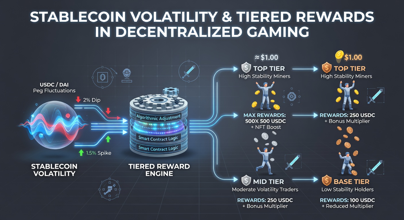 Darstellung von Stablecoin-Kursbewegungen und deren Einfluss auf Belohnungssysteme in dezentralen Spielen