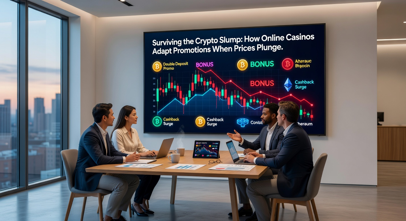 Darstellung von Stablecoin-Transaktionen in einem Online-Casino während eines Krypto-Crashs, mit Fokus auf Promotions